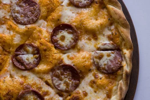 pepperoni pizza with provel cheese crispy crust